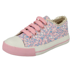 Girls Spot On Casual Lace Up Pumps H2299
