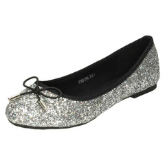 Ladies Anne Michelle Glittery Ballerina Shoes