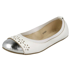Girls Spot On Metallic Toecap Ballerina Shoes H2410