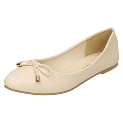 Ladies Leather Collection Bow Trim Vamp Ballerinas