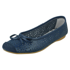 Ladies Spot On Detailed Ballerina Flats F8006