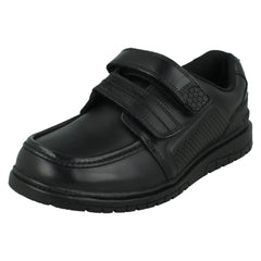 Boys Double Strap Black Leather School Shoes N1151