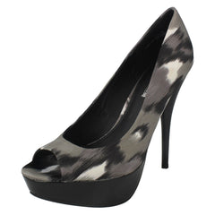 Ladies Spot On High Heel Platform Open Toe Court Shoe