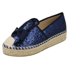 Ladies Spot On Glitter Bunny Ears Espadrilles