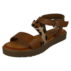 Ladies Leather Collection Flatform Sandals F00204