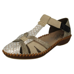Ladies Rieker Cut Out Detailed T-Bar Summer Shoes M1650