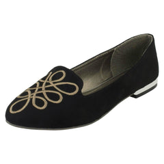 Ladies Spot On Looped Vamp Stitched Ballerinas