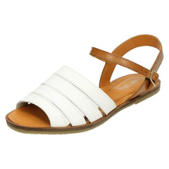 Ladies Leather Collection Flat Ankle Buckle Mules