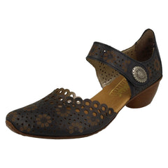 Ladies Rieker Punched Detailed Summer Shoes 43753