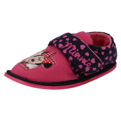 Girls Disney Hook & Loop Slippers Minnie Mouse Boarder