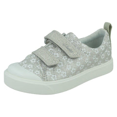 Girls Clarks Pattern Detailed Canvas Shoes City Bright