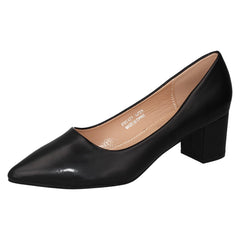 Ladies Spot On Mid Block Heel Pointed Toe Court Shoes F90127