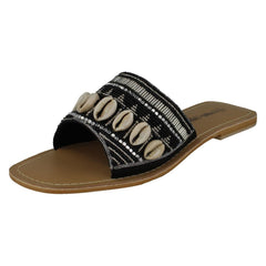 Ladies Leather Collection Beaded Mules F00311