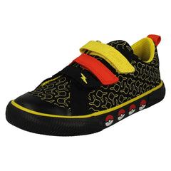 Childrens Clarks Pokemon Detailed Hook and Loop Canvas Shoes Foxing Mist