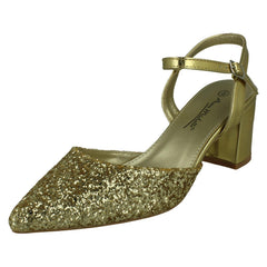 Ladies Anne Michelle Mid Block Heel Closed Toe Sandals F90123