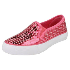 Girls Spot On Flat Casual Slip On Sequined Shoes