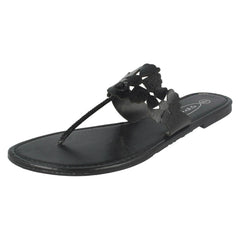 Ladies Spot On Flat Toe Post Sandal With Flower Design