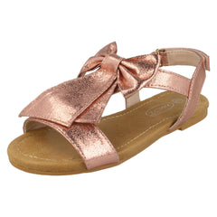 Girls Spot On Bow Trim Sandals