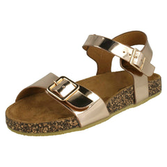 Girls Spot On Flat Buckle Strap Sandals