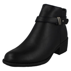 Ladies Spot On Mid Heel Ankle Boots