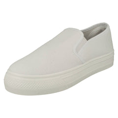 Ladies Spot On Platform Canvas Pumps F80522