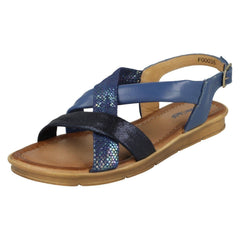 Ladies Leather Collection Flat Slingback Sandals