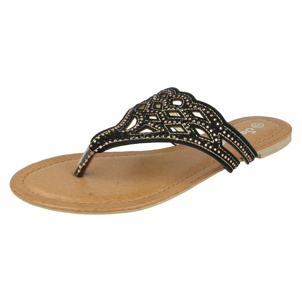Ladies Savannah Jewelled Toe Post Sandals