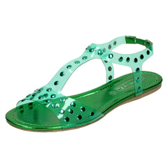 Ladies Spot On Flat Studded Jelly Sandal