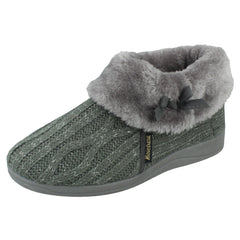 Ladies Rose Bank Memory Foam Knitted Bootee Slipper Karen