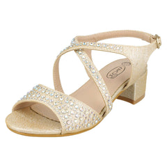 Girls Spot On Mid Heel Mule Sandals H1105