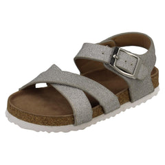 Girls Spot On Low X Strap Sandal With Buckle Strap H0363