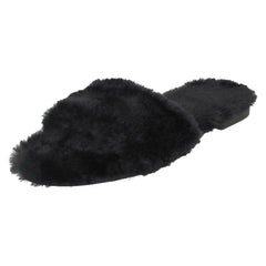Ladies Savannah Flat All Fur Slider Mules F00090