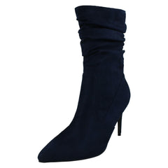 Ladies Spot On High Heel Rouched Leg Calf Boots F51232