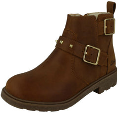 Girls Clarks Zip Fastened Ankle Boots With Studded Strap Astrol Trim K