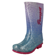 Girls Pineapple Glitter Wellington Boots X1272