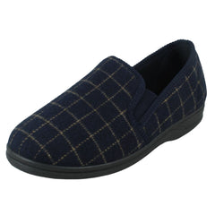 Mens Spot On Checked Upper Gusset Slipper Jaydon