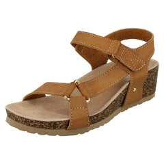 Ladies Down To Earth Mid Wedge Ankle Strap Sandals