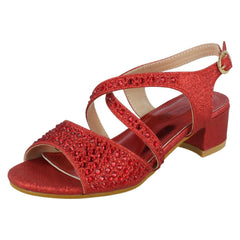 Girls Spot On Mid Heel Mule Sandals H1105
