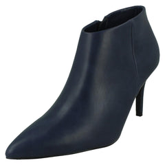 Ladies Spot On High Heel Low Cut Ankle Boot with Metal Heel Trim F51229