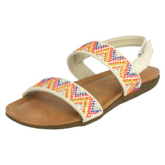 Girls Spot On Flat Aztec Slingback Sandals