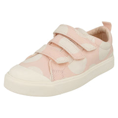 Childrens Boys Girls Clarks Hook And Loop Canvas Shoes - City Flare Lo K