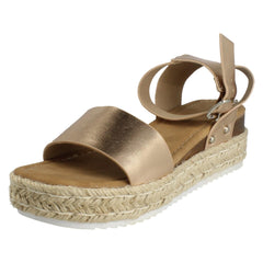 Ladies Savannah Buckle Fastening Ankle Strap Wedge Sandals F12095