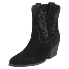 Ladies Spot On Leather Slip On Cowboy Boots F51248