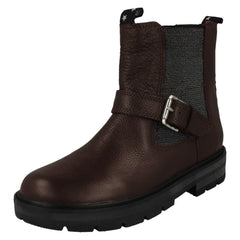 Girls Clarks Gusset Panel With Buckle Detailed Ankle Boots Prague River