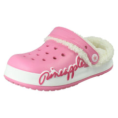Girls Pineapple Light Up Fluffy Lined Clogs H2719
