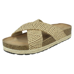 Ladies Spot On Mid Flatform Mules F10959