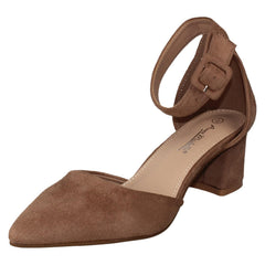 Ladies Anne Michelle Block Heel Closed Pointed Toe Court Shoes F90125