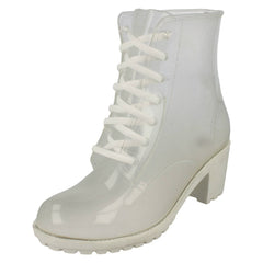 Ladies Spot On Mid Heel Wellington