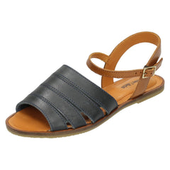 Ladies Leather Collection Flat Ankle Buckle Mules