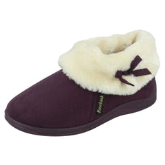 Ladies Rose Bank Memory Foam Velour Bootee Slippers Sharon